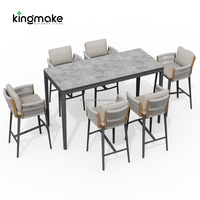 Ensemble de mobilier d'extérieur résistant aux UV, table et chaises de bar imperméables pour hôtel, café, cantine, resort, jardin, terrasse