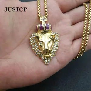 Hip Hop Rock boutique de diamants complet, tête de Lion, chaîne en or, pendentif pour hommes, bijoux de mode