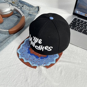 Custom Baseball Cap Notch Donut <b>Flat</b> Top Metal Buckle Hip Hop Embroidered Fabric <b>Flat</b> Brim <b>Hat</b> High Quality for Men Women OEM - Product Image 2