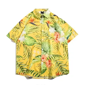 Fabrik Großhandel Sommer schnell trocknend hawaiianisches Kurzarm-T-Shirt tropisches Design bedrucktes Fünf-Punkte-Arm-T-Shirt