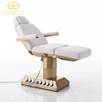 Table à cils moderne blanche la plus vendue Lit facial à message de base en acier inoxydable doré pour salon de beauté
