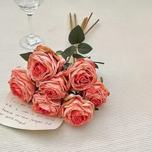 Artificial Flowers Vintage Rose Bridal Bouquet Real Looking for Home Table <b>Centerpieces</b> Arrangements <b>Wedding</b> Party Decoration - Product Image 6