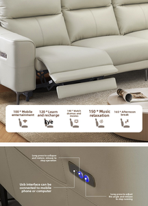 Canapé inclinable minimaliste en cuir de grain supérieur avec mode paresseux réglable et <span class=keywords><strong>armoire</strong></span> de contrôle intelligente pour le salon. - Product Image 6