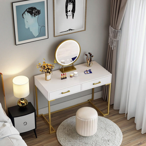 Coiffeuse moderne élégante en MDF avec tiroirs et miroir sur pied pour femmes et jeunes filles, idéale pour chambre, hôtel, salon - Product Image 2