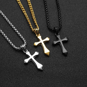 Collier pendentif croix en acier inoxydable 316, moulé, étanche, inaltérable, hypoallergénique, chaîne de collier ALN26030838 - Product Image 1
