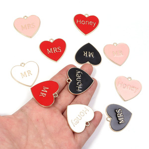 Ciondolo a Cuore in Lega con Effetto Goccia d'Olio, Accessori per Gioielli MRS <span class=keywords><strong>MR</strong></span> Love, Collana Fai-da-Te per Coppie di San Valentino - Product Image 1