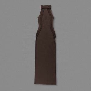 महिला सेलिब्रिटी सेक्सी टैंक ब्राउन बॉडीकॉन ग्रीष्मकालीन मैक्सी लंबी पोशाक पोशाक पोशाक - Product Image 3