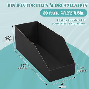Contenedores de Almacenamiento de Cartón, Cajas Abiertas con Parte Superior Abierta, Organizadores de Estantes de Cartón Corrugado Negro para Despensa, Piezas, Garaje, Refrigerios, Botellas, Latas - Product Image 2