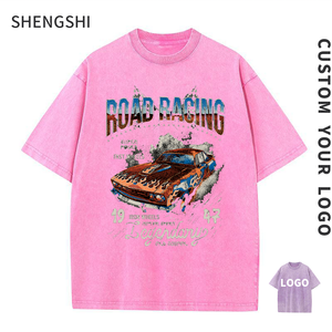 SSC T-shirt Homme Coton 320g Acid Wash Tendances Relaxed O-cou Team No-shrink Avec Logo Personnalisé Achat Tee Running pour Adultes - Product Image 1