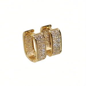 Orecchini a Cerchio E1934 Placcati Oro con Cristalli e Strass, Design Geometrico di Lusso per Uso Quotidiano Femminile - Product Image 1