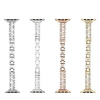Tali Jam Tangan Logam Tembaga Zirkon Starburst Model Ladder Drill dengan Kancing Jepret, Kompatibel untuk Seri Jam Tangan 11 10 9 8 7 Ultra SE