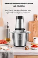 Mini hachoir électrique portable en acier inoxydable pour ail, oignon, légumes, 500W, haute efficacité, hachoir à viande