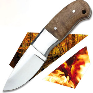 Cuchillo de Camping de Acero Inoxidable de Alta Calidad con Hoja Fija y Punta Caída, Mango de Madera, Venta al por Mayor, OEM con Funda Personalizable - Product Image 4
