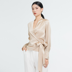 Camicette e <span class=keywords><strong>top</strong></span> da donna da donna in seta <span class=keywords><strong>elegante</strong></span> da 22MM in seta di gelso Design formale da donna a manica lunga - Product Image 5