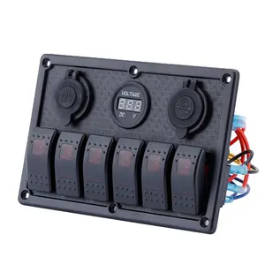 control Button Universal 6 Gang Switch Panel Blanks Holder Housing Kit RV 12v 24v Boat Car Led Marine Rocker Switch Panel