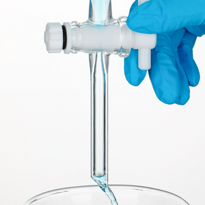 Laboratório Borosilicato 3.3 Glass Amber Graduado Pear Shaped Separando Funil com PTFE Rolha e Stopcock - Product Image 4