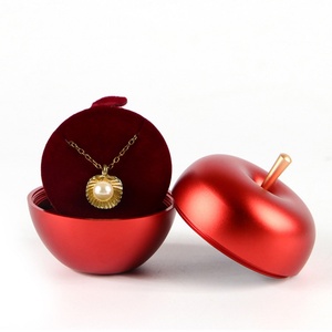 Wholesale Two Colors Metal Apple Jewelry <b>Box</b> Ring Pendant Christmas Jewelry <b>Gift</b> <b>Box</b> - Product Image 3