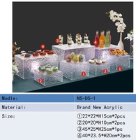Nouvelle Arrivée Présentoir d'Événement Haut de Gamme en Acrylique pour Buffet, Décoration de Table, Cubes Gigognes, Ensemble de Présentoirs Surélevés en Acrylique Transparent