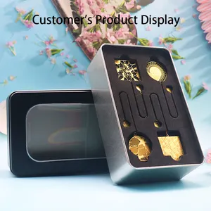 Display Clear Cookie Tea Packaging Tin Gift Box Round Metal Tin Can Clear Lid Rectangle Tin Container With Pvc Window