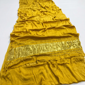 Sari en soie Gajji pure modal uni avec bordure Zari - Product Image 1