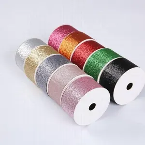 100% Polyester 57mm Deluxe Sliver And Gold Custom Wide Foiling On Satin Ribbon