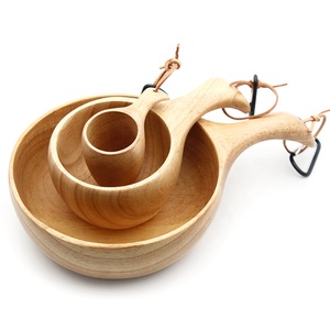 Ensemble de vaisselle en bois de caoutchouc d'extérieur, style nordique, Kuksa, camping, tasse à café en bois, bol à salade, mug - Product Image 6