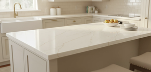 Vietnam Quartz Jade <b>Light</b> Yellow Big Slab Modern Kitchen Bathroom <b>Vanity</b> Top & Hospital Countertop with 3D Model Design - Product Image 2