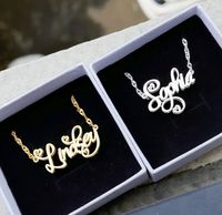 Collar con Colgante de Doble Corazón Personalizado con Letras de Nombre, en Acero Inoxidable, Chapado en Oro/Plata/Oro Rosa de 18K, para Aniversario, YBcustom
