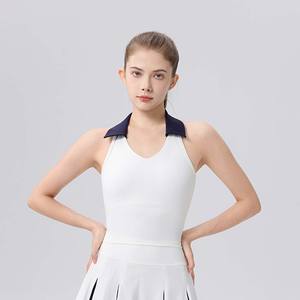 Custom LOGO Dames Contrast Kleur Polo Kraag Mouwloze Tennis Kleding <span class=keywords><strong>2</strong></span>-delig Set <span class=keywords><strong>2</strong></span>-in-1 Rok Slim Fit Pickleball Paddle Set - Product Image 5