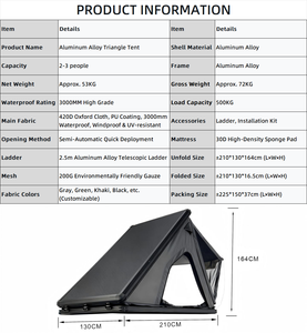 Tente <span class=keywords><strong>de</strong></span> <span class=keywords><strong>toit</strong></span> souple pour famille avec bâche imperméable et échelle rétractable pour SUV et berline – Ajustement universel pour le camping - Product Image 6