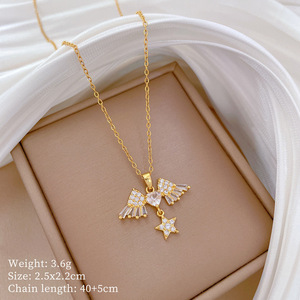 Collar de Moda Cristiano con Colgante de Cruz en Cadena O de Acero Inoxidable Chapado en Oro de 18K con Circonitas Cúbicas Coloridas <span class=keywords><strong>para</strong></span> Mujer - Product Image 3