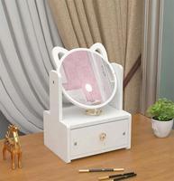 Miroir rond blanc de luxe multifonctionnel boîte de rangement cosmétique nordique organisateur de maquillage avec oreilles Miroir