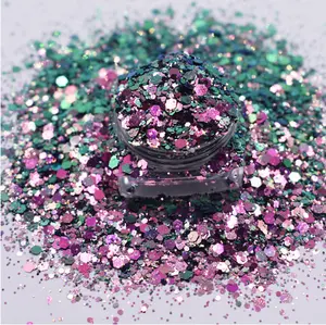 Polyester Glitter chunky halus kerajinan perlengkapan dekorasi seni kerajinan bubuk Glitter persediaan Slime chunky Glitter untuk kerajinan