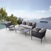 Sofá de lujo personalizado para terraza, conjunto de sillas modernas de aluminio para Patio, muebles de exterior para jardín, 2022