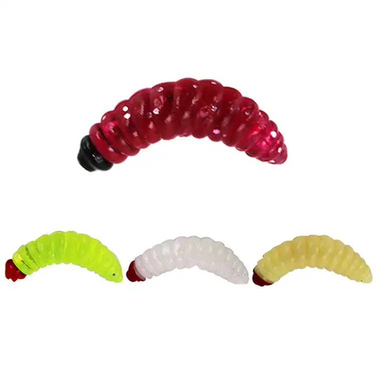 Fishing Lure Maggot Grub Yellow Lifelike Fishing Lure Bionic Bread Bug Soft Fishing Lure Hooks Smell Worms Glow Shrimps