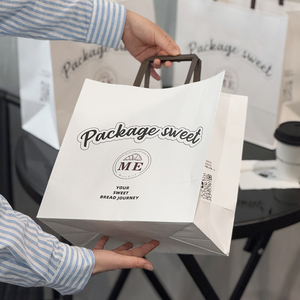 Bolsas de Papel <span class=keywords><strong>para</strong></span> Envasado de Alimentos Personalizadas, Bolsas de Papel <span class=keywords><strong>para</strong></span> Compras con Asas <span class=keywords><strong>para</strong></span> Comida Rápida, <span class=keywords><strong>Pan</strong></span>, Galletas, Pasteles y Postres - Product Image 4