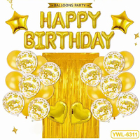 Ensemble de décoration d'anniversaire le plus vendu avec rideau de ballons confettis, fournitures complètes, ensemble de lettres en aluminium Joyeux Anniversaire