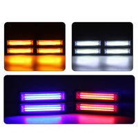 4 pièces COB LED avertissement stroboscopique lumières barre voiture calandre lumière jour course LED clignotant d'urgence feux clignotants Kit pour camion