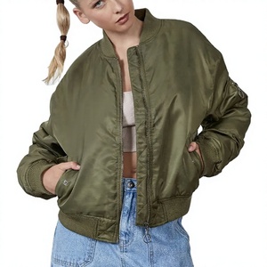 Chaqueta Bomber de Manga Larga para Mujer, al por Mayor, Tejido Satinado Transpirable, Servicios OEM, Ligera y Suave - Product Image 1