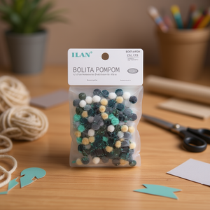 Pompon Ilan Bolita 1Cm Colore Morandi 100 Pezzi per Decorazioni Artigianali - Product Image 3