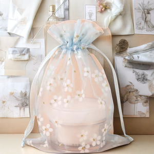 Tas <span class=keywords><strong>Organza</strong></span> pernikahan cetak kustom tas kantong kolor promosi tas hadiah perhiasan - Product Image 3