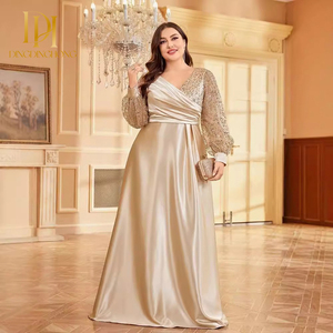 Abito da sera donna con scollo a V in seta a <span class=keywords><strong>maniche</strong></span> <span class=keywords><strong>lunghe</strong></span> aderente a forma di Pluse abito lungo da sera con <span class=keywords><strong>paillettes</strong></span> donna - Product Image 5