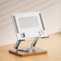 360 °   Support d'ordinateur portable rotatif, pliable, réglable en hauteur, support de refroidissement ventilé pour ordinateur portable, support de bureau pour ordinateurs portables et tablettes