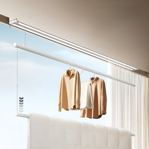 Tendedero eléctrico invisible de doble capa, de un solo poste, inteligente, elevable, para balcón, con caja de cortina extremadamente estrecha - Product Image 1
