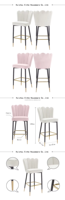 Tabouret de bar et chaise de style nordique, design moderne et luxueux, tissu en velours fleuri coloré avec pieds en métal doré pour cuisine et salle à manger