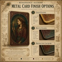 Carte de collection personnalisée en métal, série Renaissance Alchemy, gravée en 3D, plaquée or, luxe, souvenir, cadeau, vente en gros