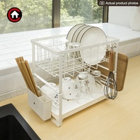 Égouttoir de cuisine à 2 niveaux support d'ustensiles support de rangement avec plateau pour évier de comptoir