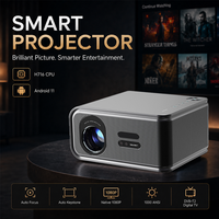 Projecteur 4K Android intelligent avec Wi-Fi, écran de projection 120 pouces, résolution native 1080P, mise au point automatique, correction automatique de la distorsion trapézoïdale, home cinéma