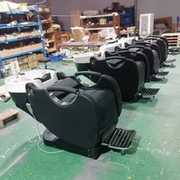 Fauteuil de lavage professionnel pour salon de coiffure avec bac à shampoing en céramique intégré, fauteuil de lavage électrique