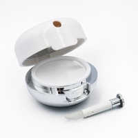 Botol Masker Bibir Kosong Bentuk Kelopak Bunga Bahan ABS PS Putih 12g dengan Tutup Flip-top, Kuas Aplikator, dan Cermin Terpasang